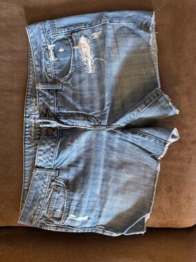 American Eagle Outfitters Light Blue Distressed Denim Shorts